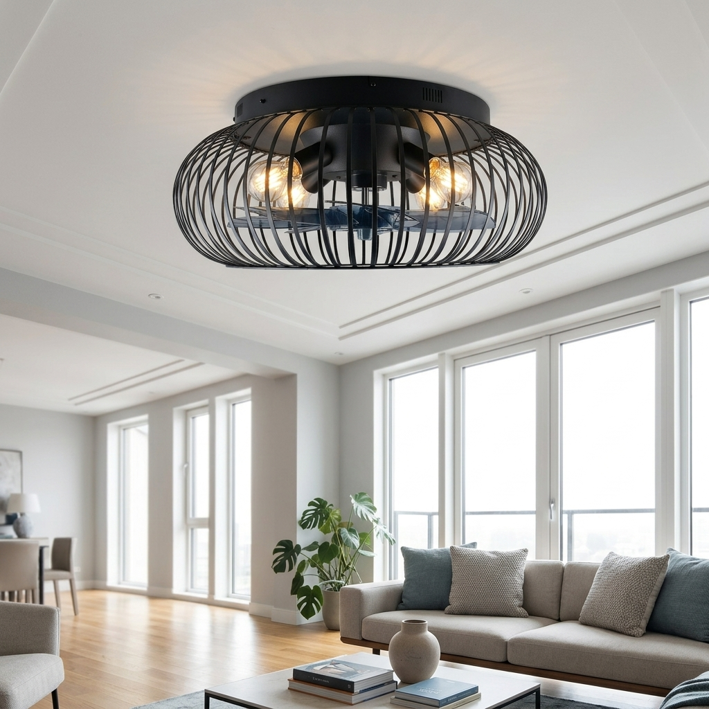 Lustra Johanna Black cu Ventilator si Telecomanda Premium Germany