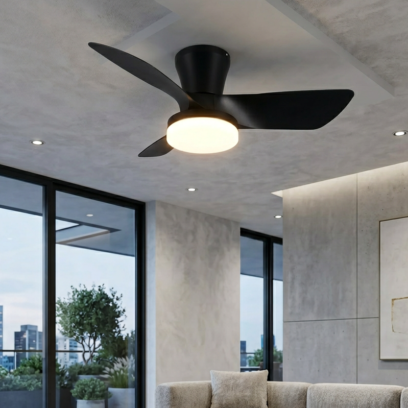 Lustra LED Randers Black cu Ventilator si Telecomanda Premium Germany