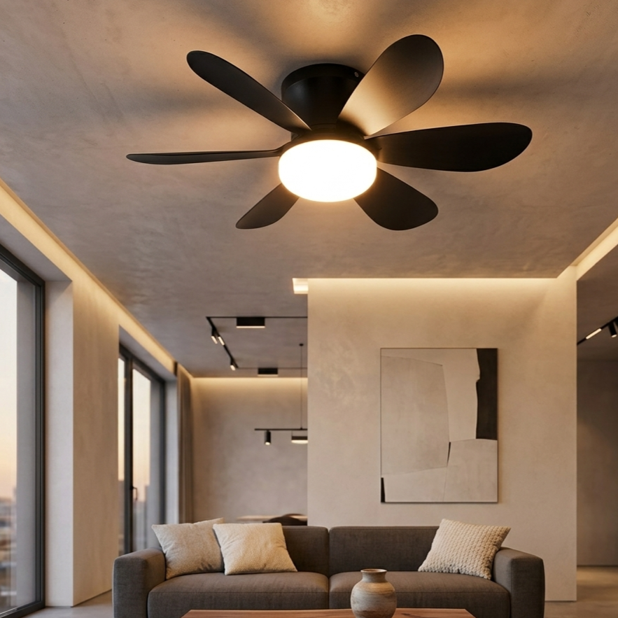 Lustra LED Lund Black cu Ventilator si Telecomanda Premium Germany