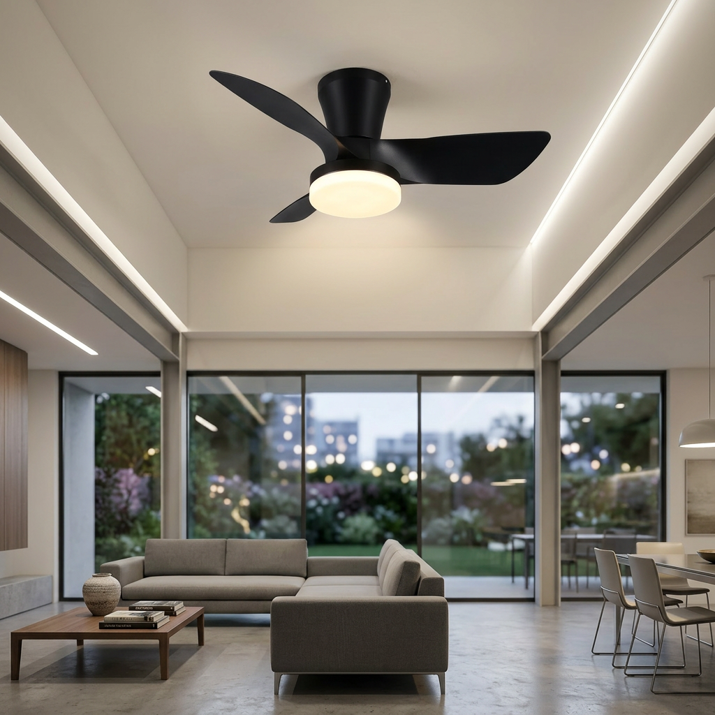 Lustra LED Randers Black cu Ventilator si Telecomanda Premium Germany