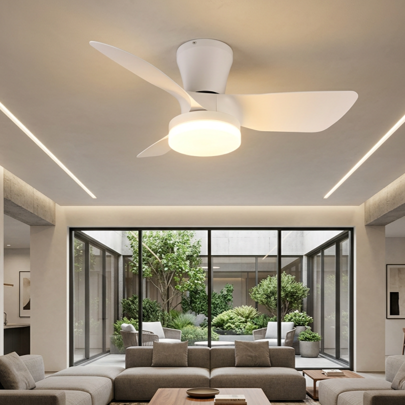 Lustra LED Randers White cu Ventilator si Telecomanda Premium Germany