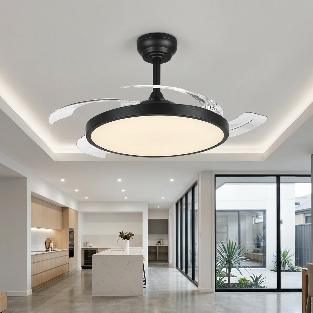 Lustra LED FANCY Black, 3160lm, 3 lumini, Ventilator si Telecomanda Premium