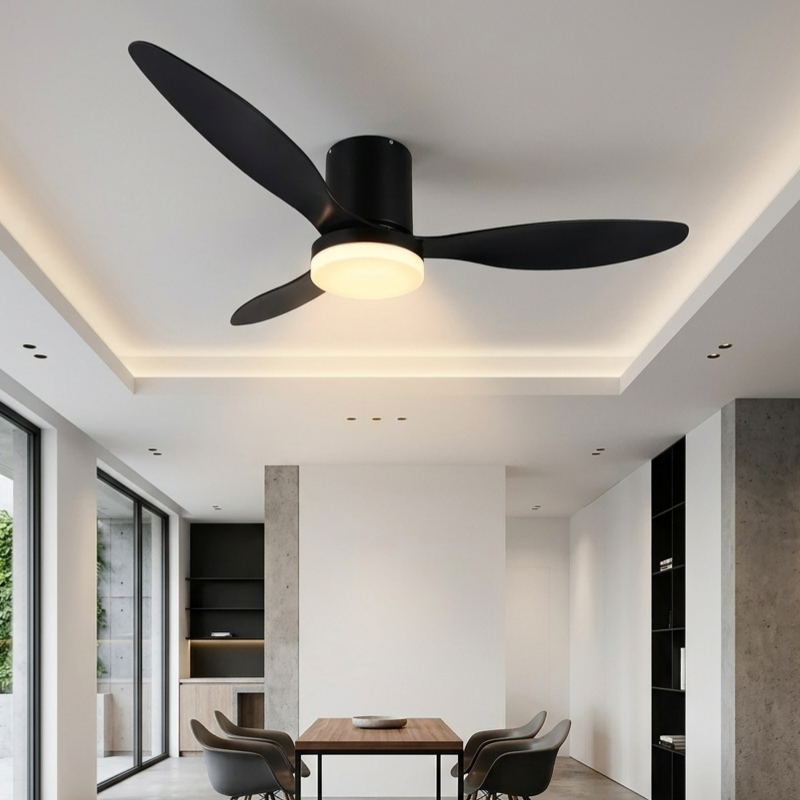 Lustra LED Goteborg Black cu Ventilator si Telecomanda Premium Germany