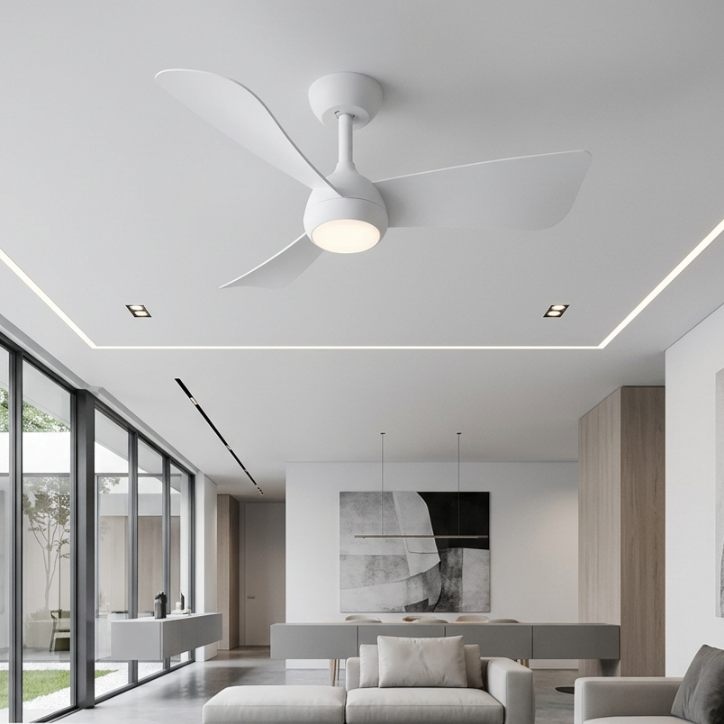 Lustra LED 3CCT SOLYA White cu Ventilator Echivalent 200W Telecomanda
