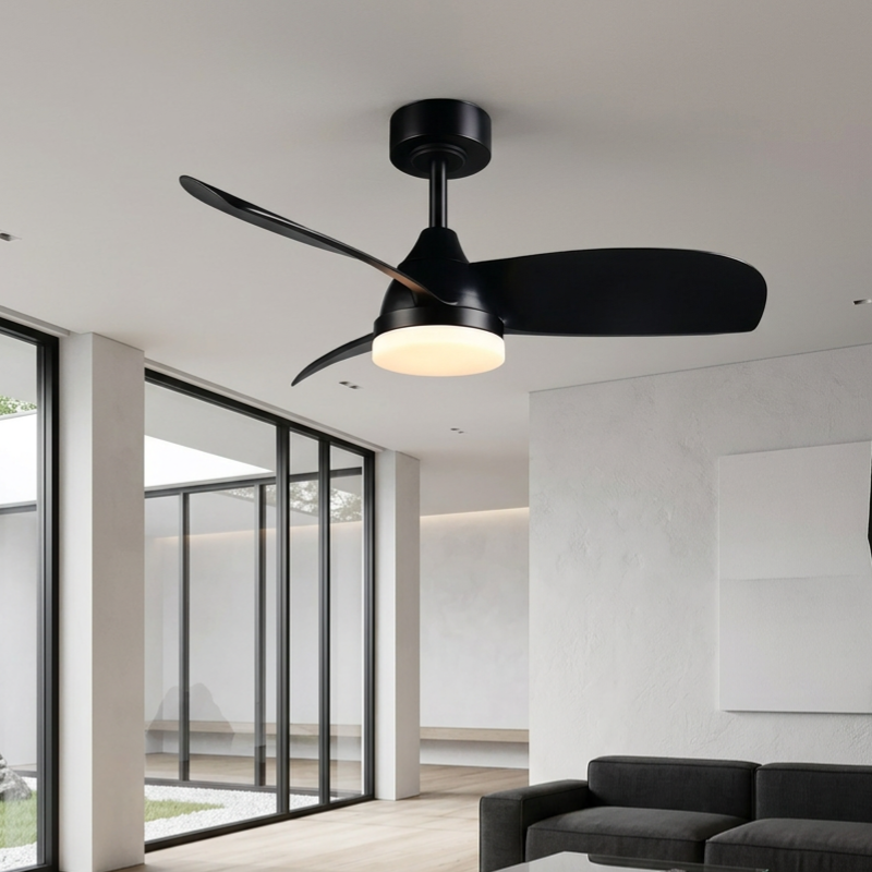 Lustra LED Helsinki Black cu Ventilator si Telecomanda Premium Germany