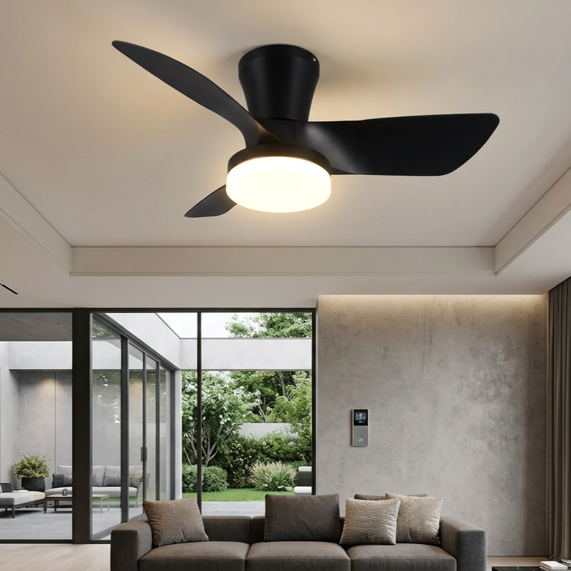 Lustra LED Randers Black cu Ventilator si Telecomanda Premium Germany