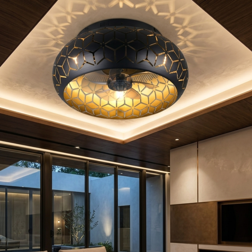 Lustra Bidar Black cu Ventilator si Telecomanda Premium Germany