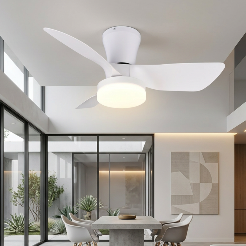 Lustra LED Randers White cu Ventilator si Telecomanda Premium Germany