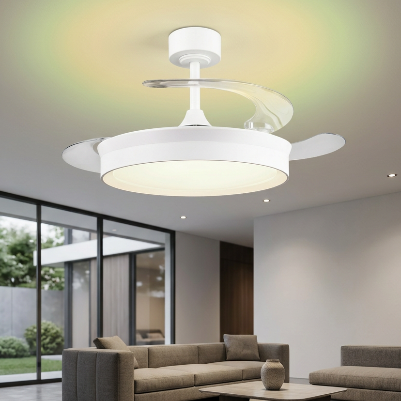 Lustra LED Kerava White cu Ventilator si Telecomanda Premium Germany