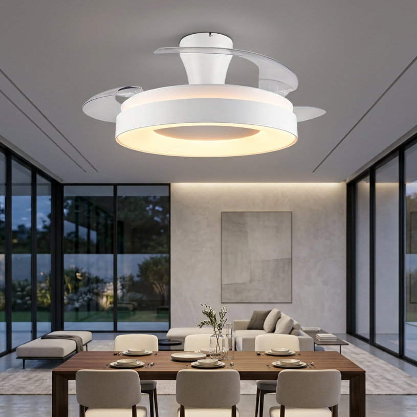 Lustra LED Vansbro White cu Ventilator si Telecomanda Premium Germany