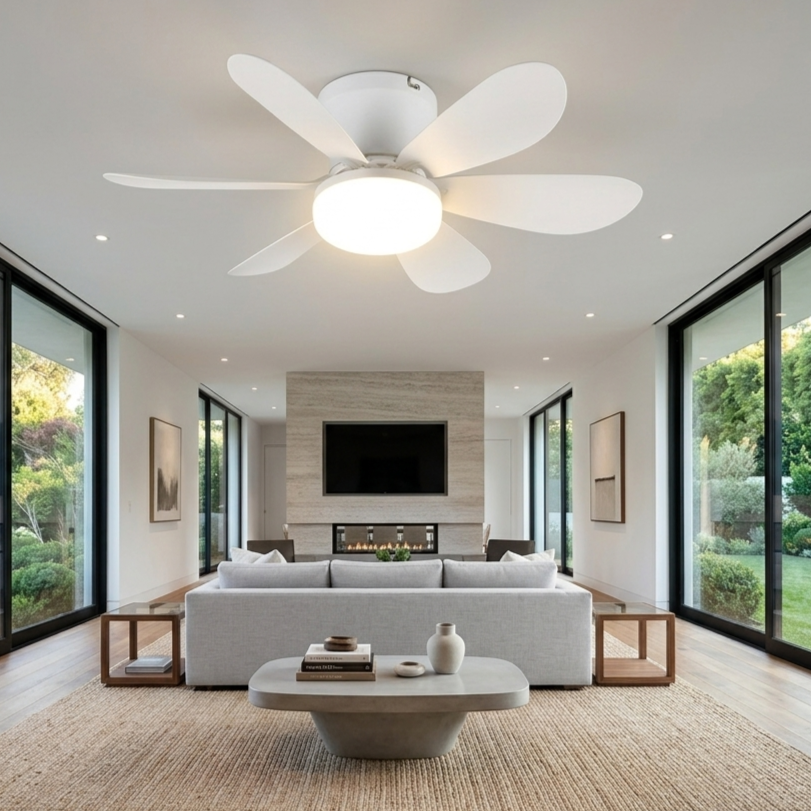 Lustra LED Lund White cu Ventilator si Telecomanda Premium Germany