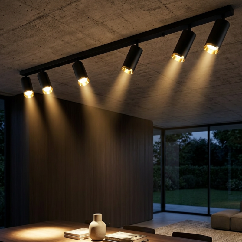 Lustra Mica Black & Gold Premium cu 6 Spoturi Reglabile
