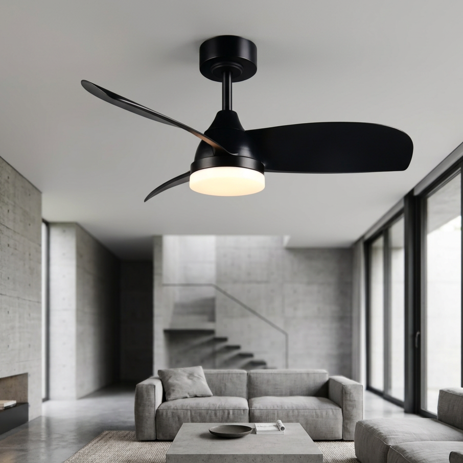 Lustra LED Helsinki Black cu Ventilator si Telecomanda Premium Germany