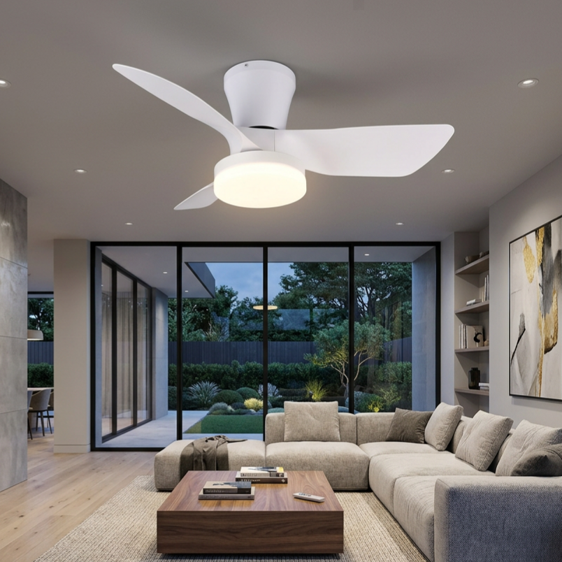 Lustra LED Randers White cu Ventilator si Telecomanda Premium Germany