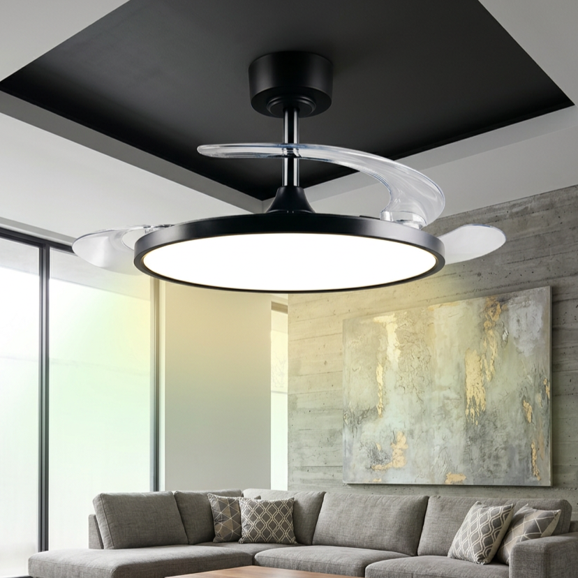 Lustra LED Kasfjord Black cu Ventilator si Telecomanda Premium Germany