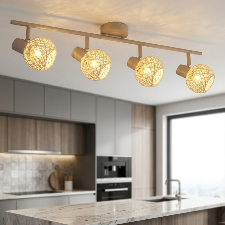 Lustra Dex Beige Premium cu 4 Spoturi Reglabile