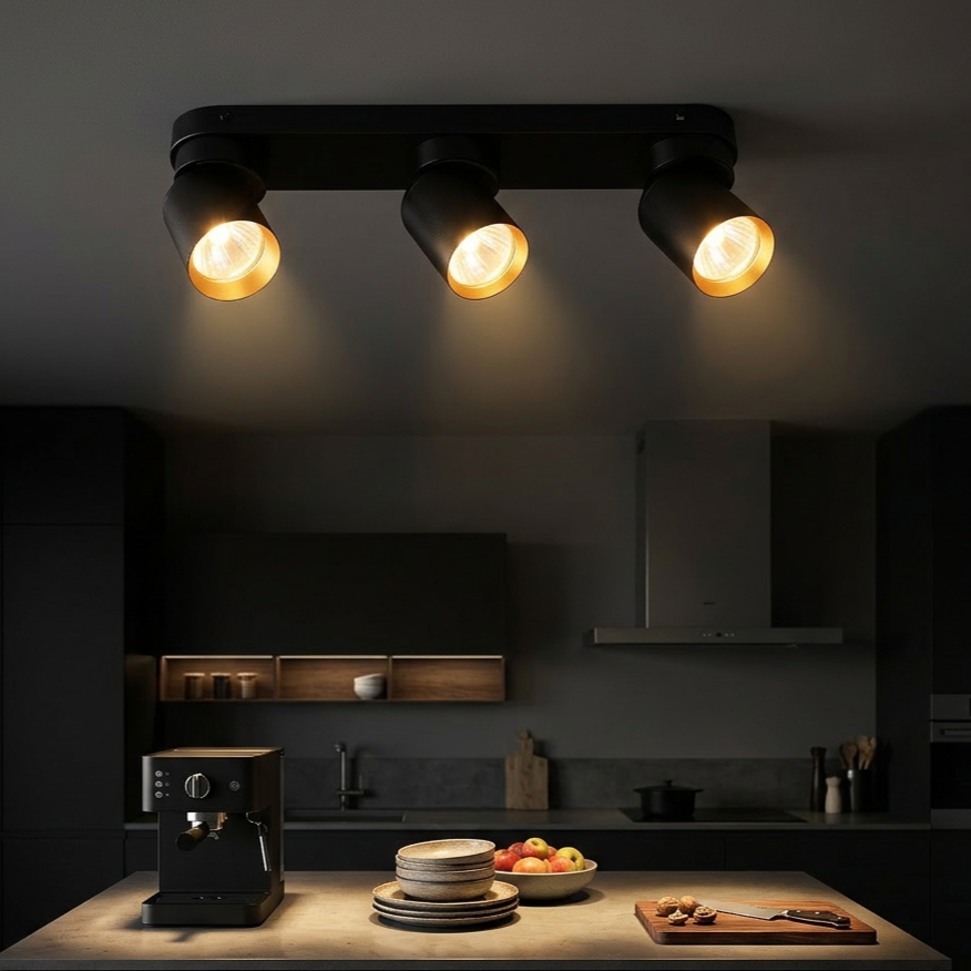 Lustra Andy Black & Gold Premium cu 3 Spoturi Reglabile