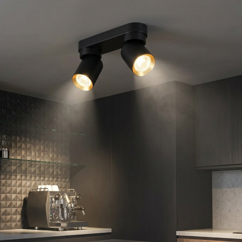Lustra Andy Black & Gold Premium cu 2 Spoturi Reglabile
