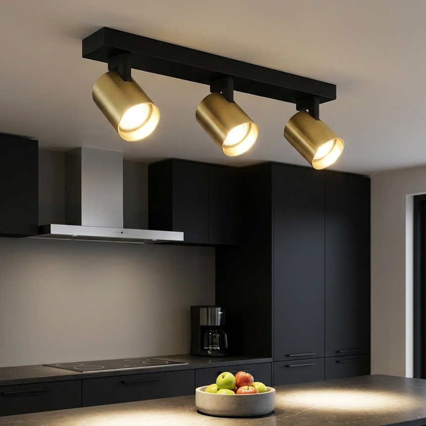 Lustra Volf Black & Gold Premium cu 3 Spoturi Reglabile