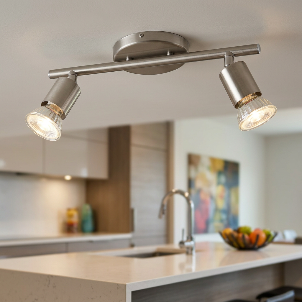 Lustra Buzz-Led Silver cu 2 Spoturi Reglabile