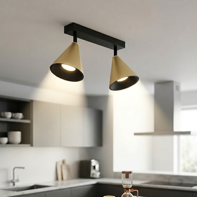 Lustra Cone Black & Gold Premium cu 2 Spoturi Reglabile