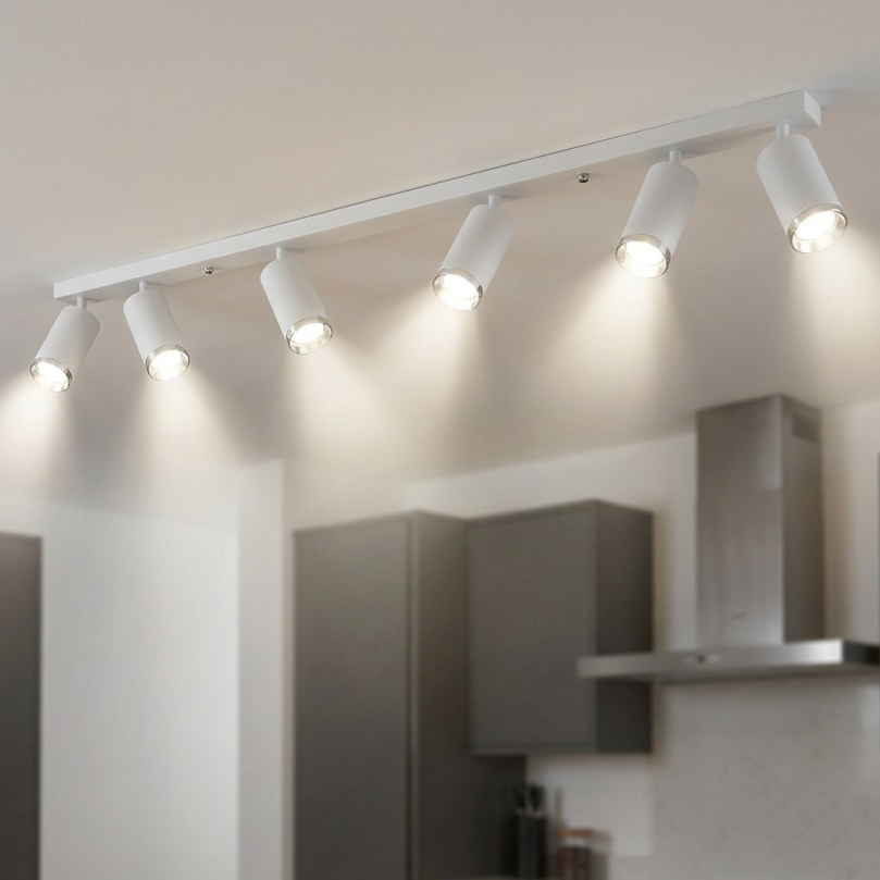 Lustra Mica White & Silver Premium cu 6 Spoturi Reglabile