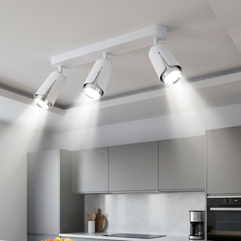 Lustra Flower White & Silver Premium cu 3 Spoturi Reglabile