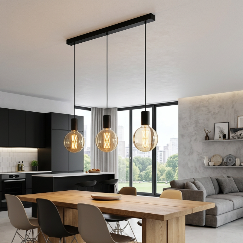 Lustra Suspendata Pozueta Black 3xE27 Eglo Resigilat R2