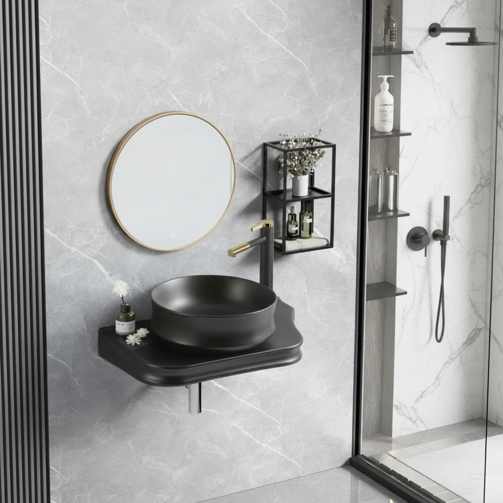 Lavoar + Blat Premium Line Negru MAT 65.5X37CM