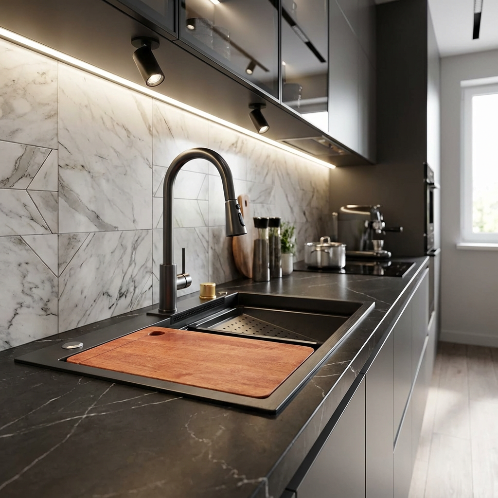 Chiuveta Bucatarie Premium Gri Inchis 75x46x22CM