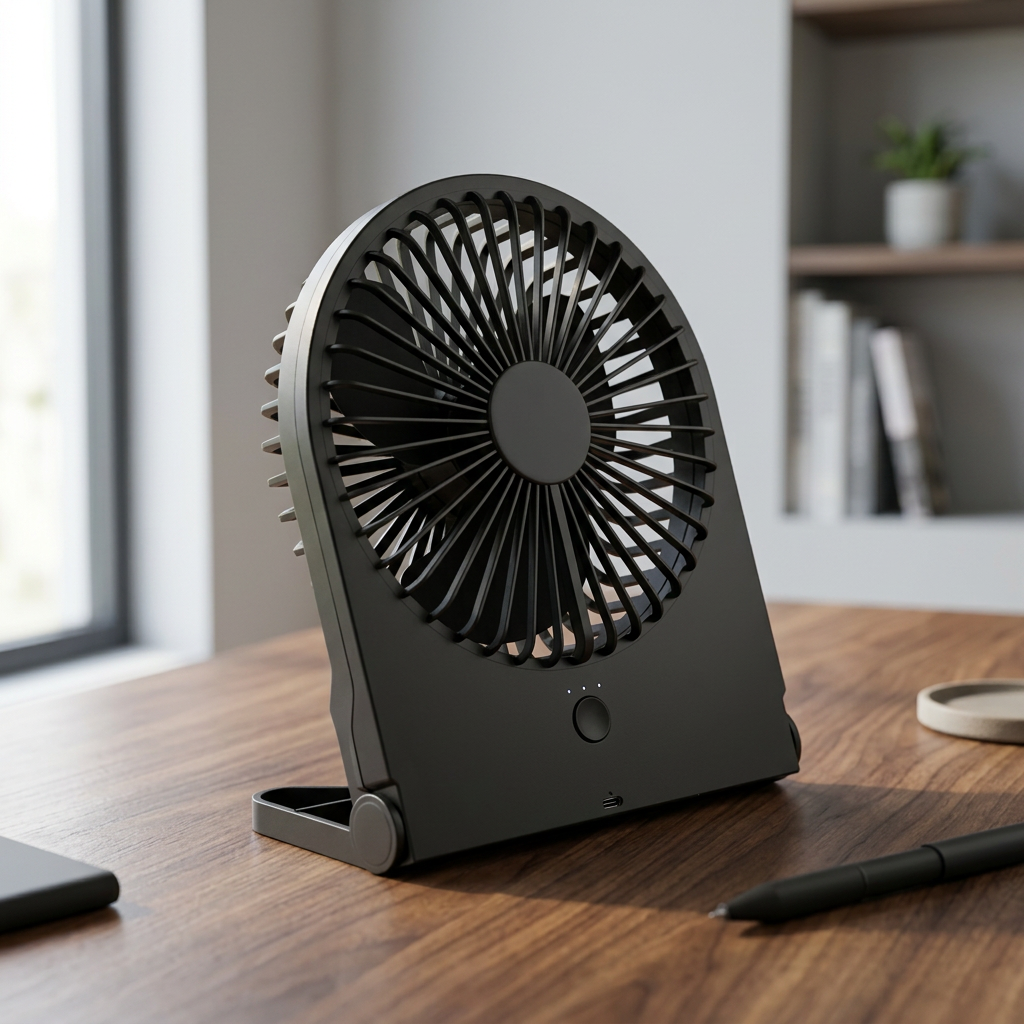 Ventilator cu Acumulator Breezy Black cu 3 Moduri Viteza
