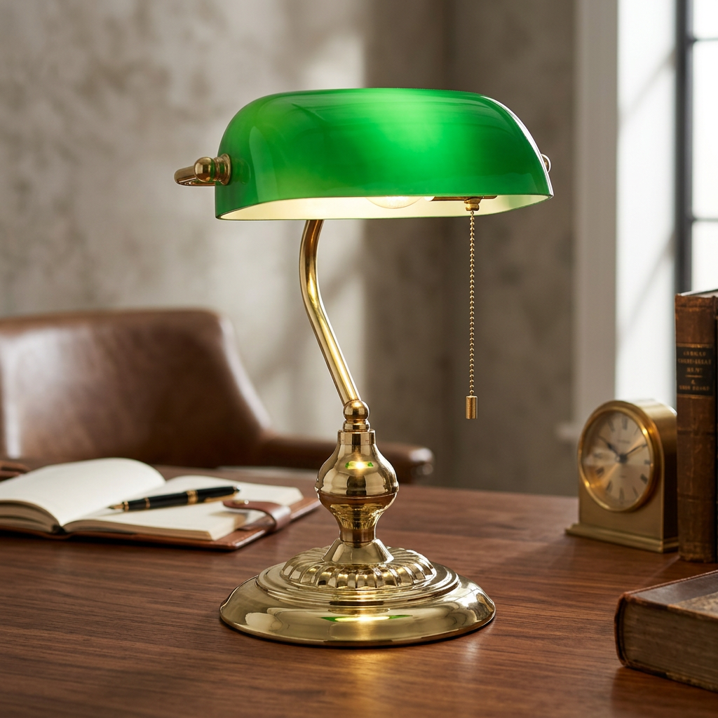 Veioza Decorativa Banker Green & Gold 39CM