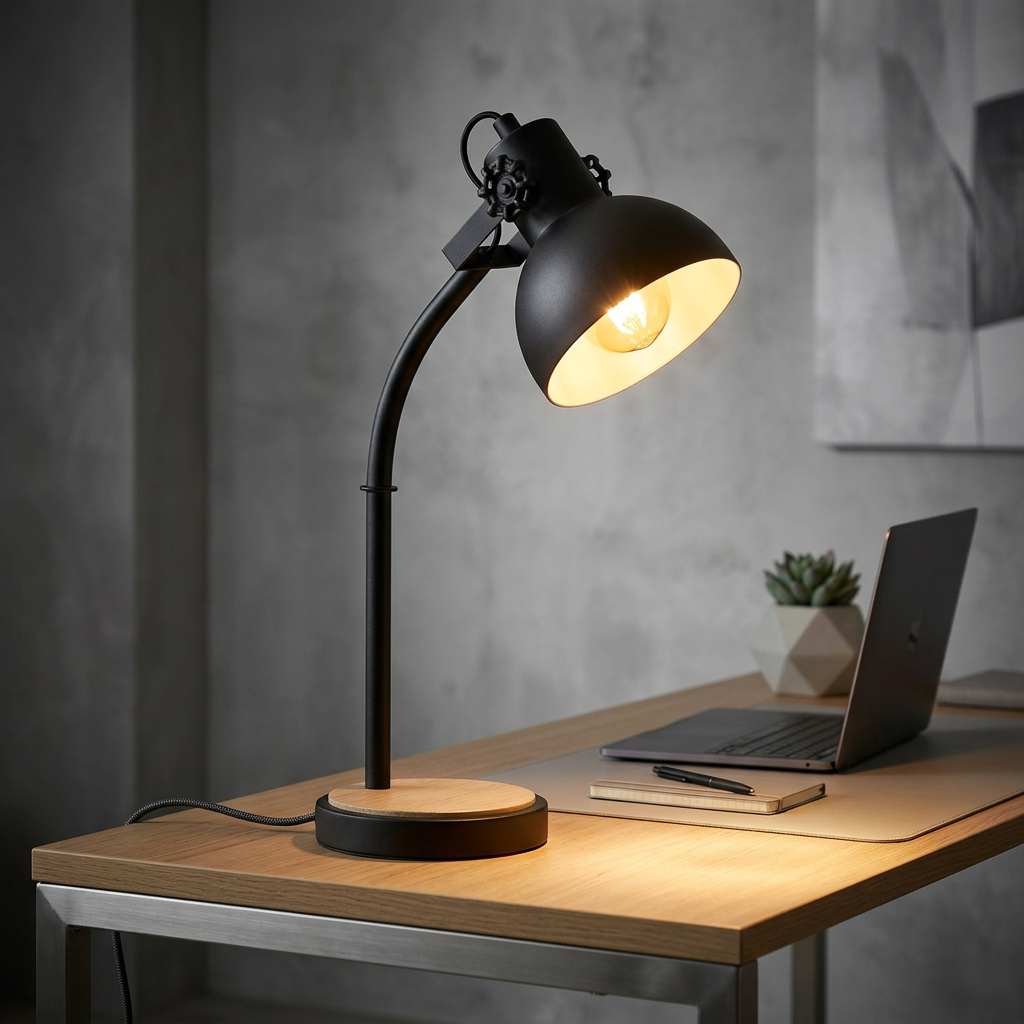 Veioza Lubenham II Black & Wood 57CM Eglo