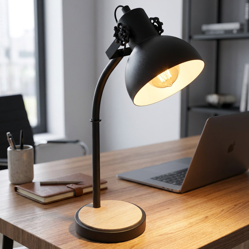 Veioza Lubenham Black & Wood 57CM Eglo