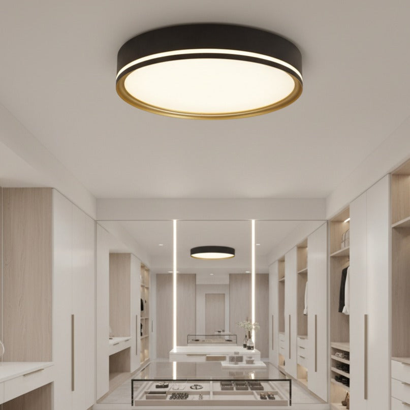 Plafoniera LED CLEO Negru & Auriu Rotunda 42CM Lumina Neutra Echivalent 200W