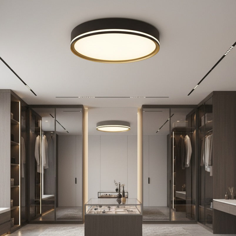 Plafoniera LED CLEO Negru & Auriu Rotunda 42CM Lumina Neutra Echivalent 200W