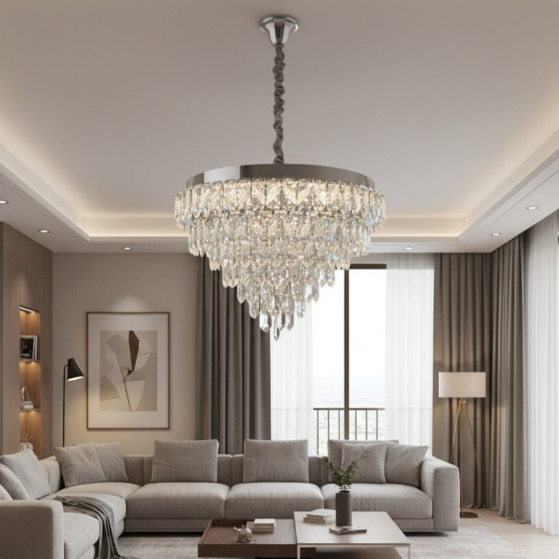 Candelabru LED JEHO Cristal Silver ⌀60CM Echivalent 1000W Telecomanda