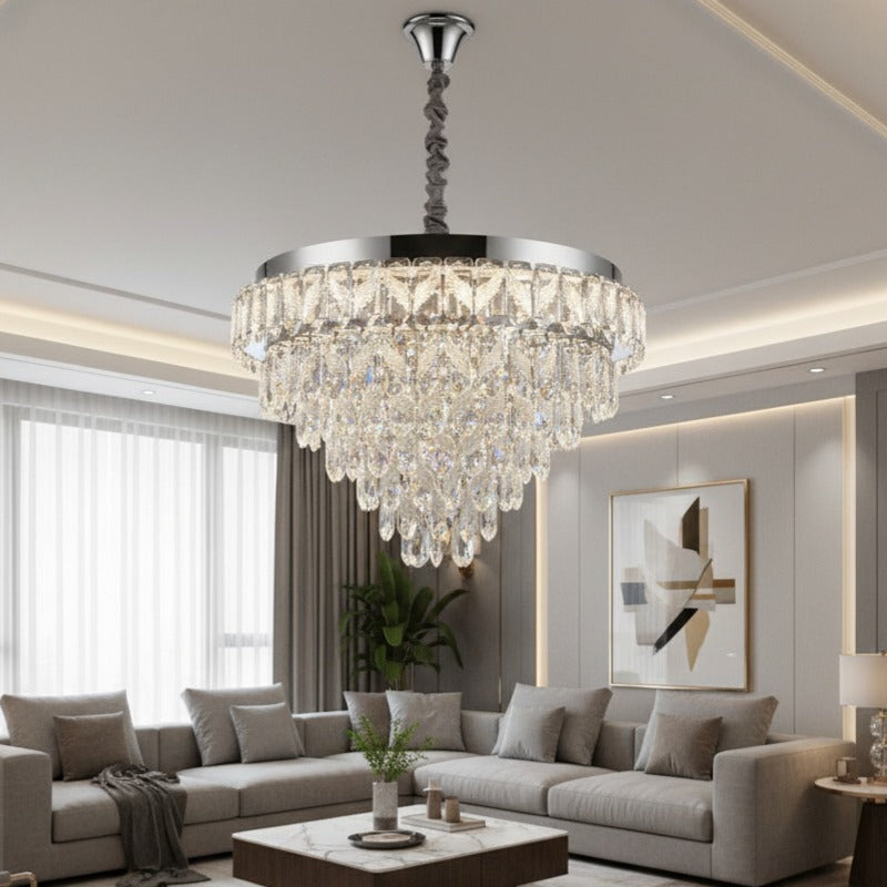 Candelabru LED JEHO Cristal Silver ⌀60CM Echivalent 1000W Telecomanda