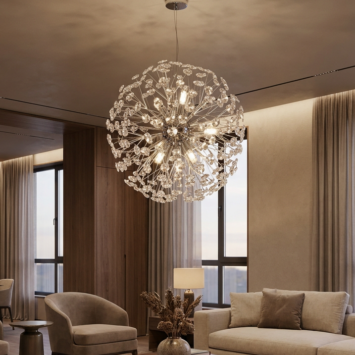 Lustra Suspendata Crystal Dandelion Silver 60CM