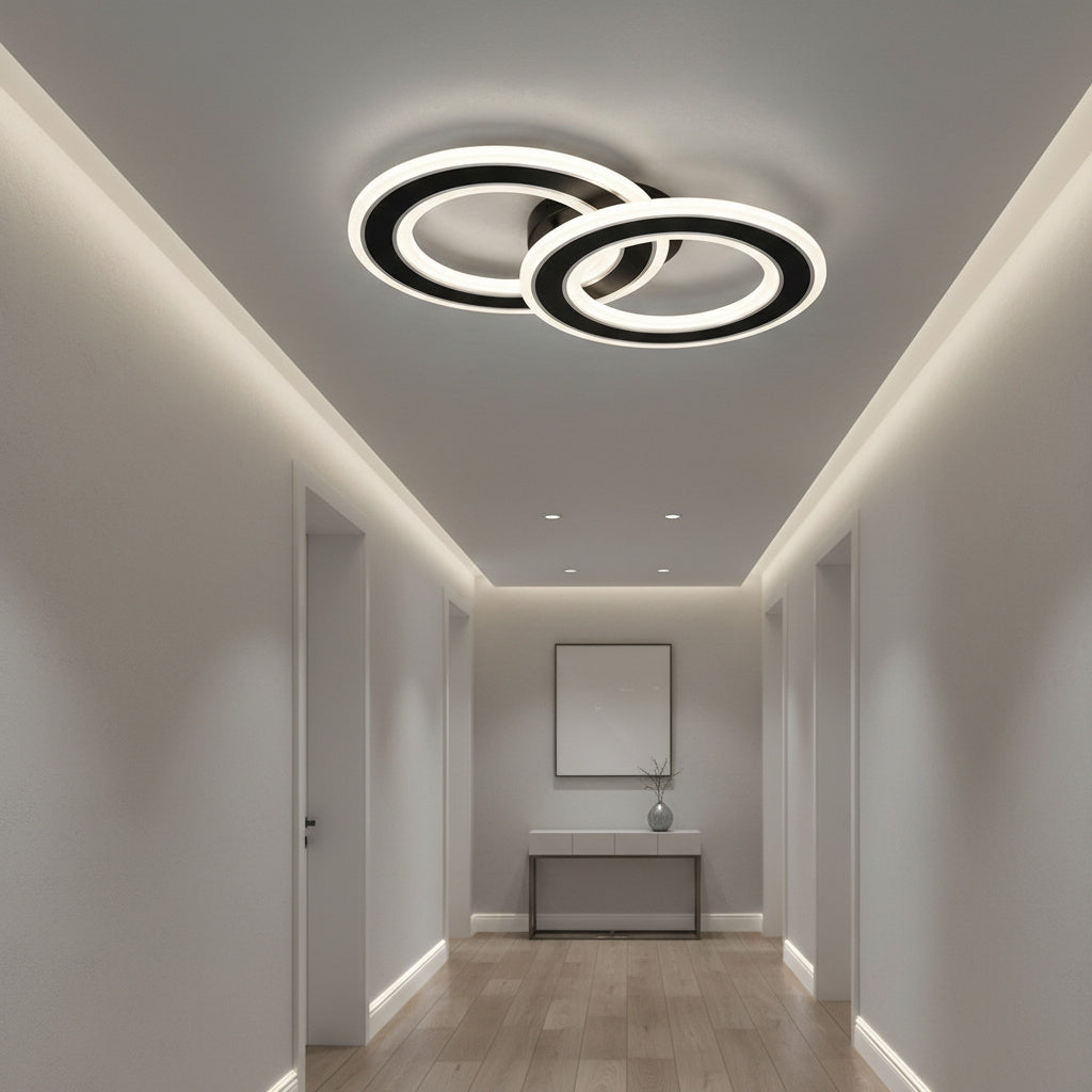 Aplica LED Circle GRIDLINE Neagra Echivalent 300W Telecomanda