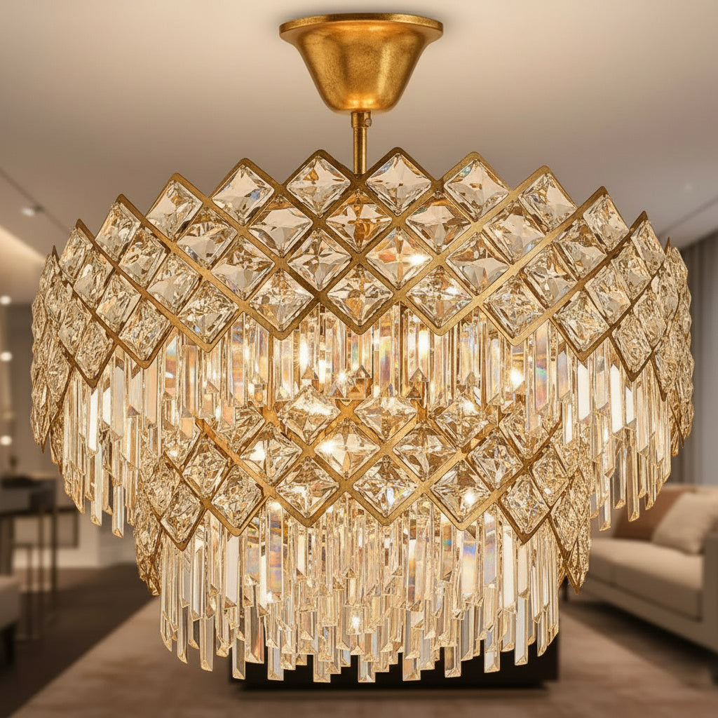 Candelabru Cristal Yanni Gold Deluxe Double Level