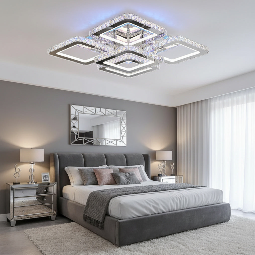 Lustra LED 4+1 SQUARE RGB Cristal Telecomanda Echivalent 800W