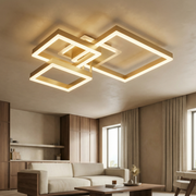 Lustra LED KENO 3 SQUARES Gold 3 Functii Echivalent 400W Telecomanda