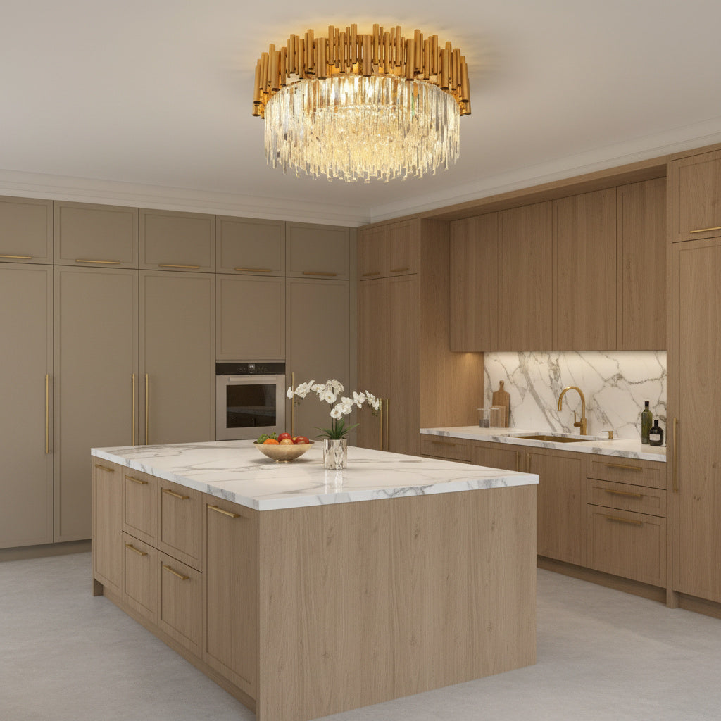 Candelabru Cristal Aplicat Rotund Golden Tubes Luxury 50CM