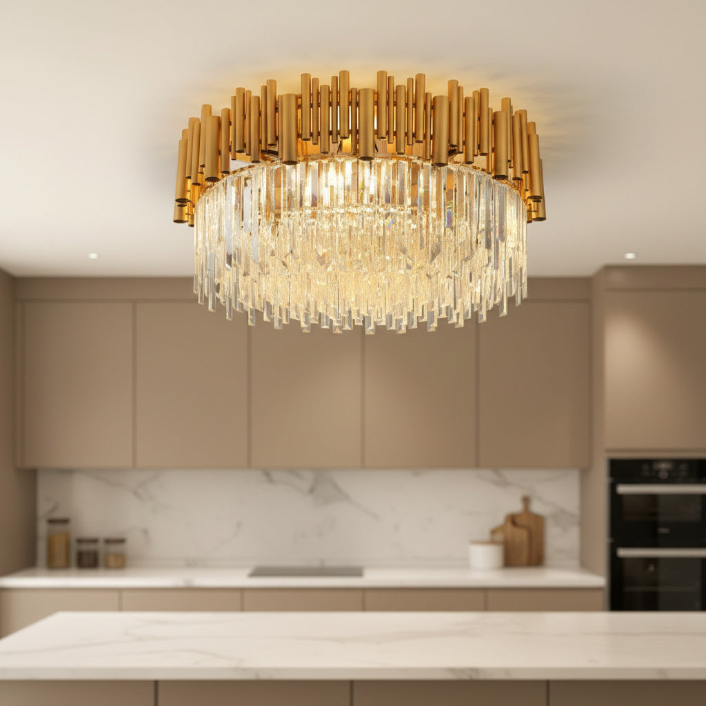 Candelabru Cristal Aplicat Rotund Golden Tubes Luxury 50CM