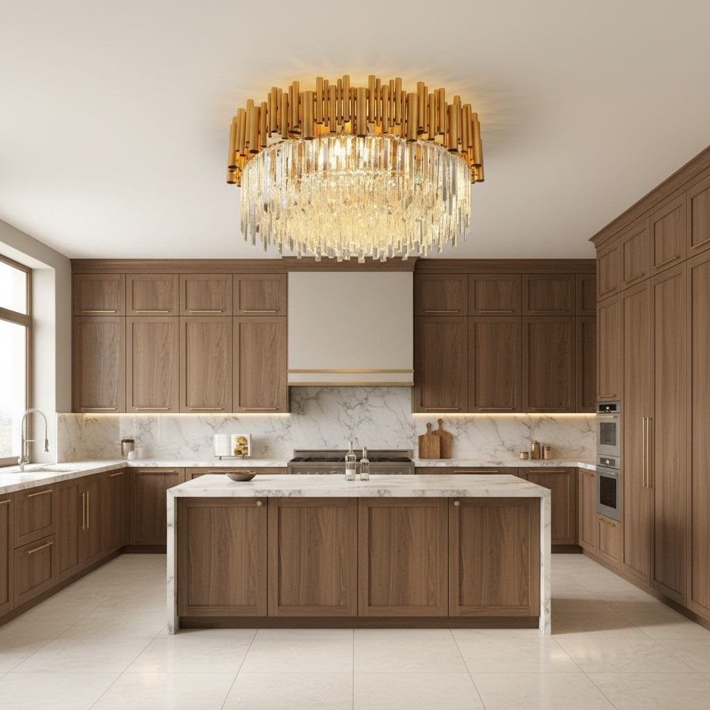 Candelabru Cristal Aplicat Rotund Golden Tubes Luxury 50CM