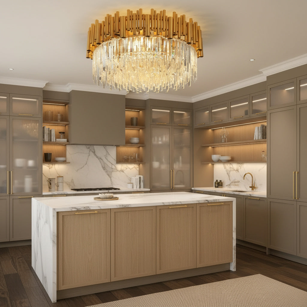 Candelabru Cristal Aplicat Rotund Golden Tubes Luxury 50CM