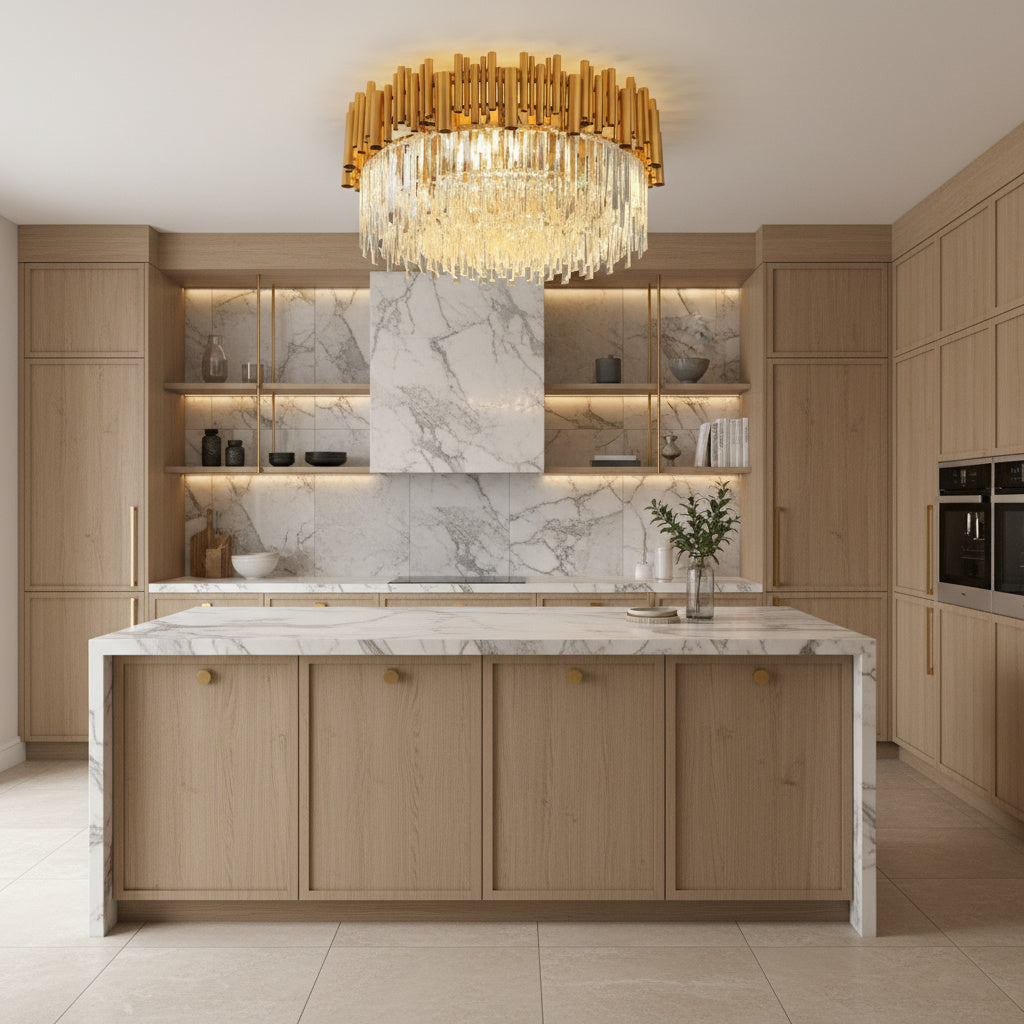 Candelabru Cristal Aplicat Rotund Golden Tubes Luxury 50CM