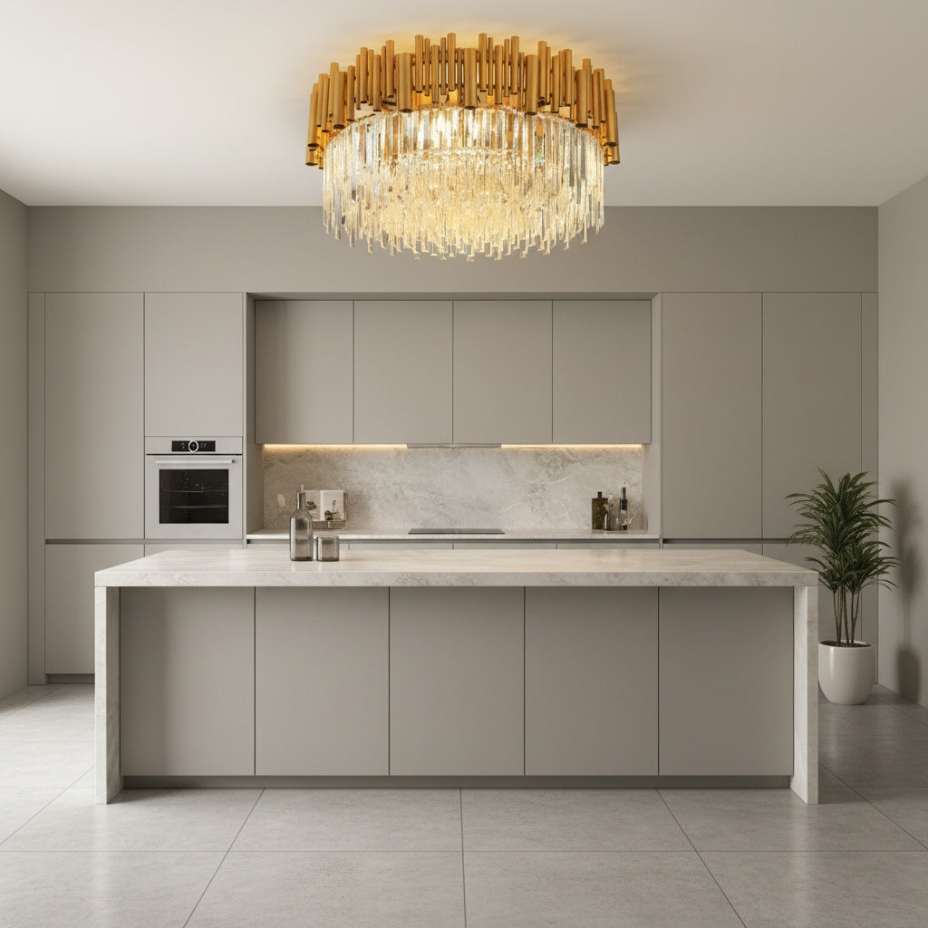 Candelabru Cristal Aplicat Rotund Golden Tubes Luxury 50CM