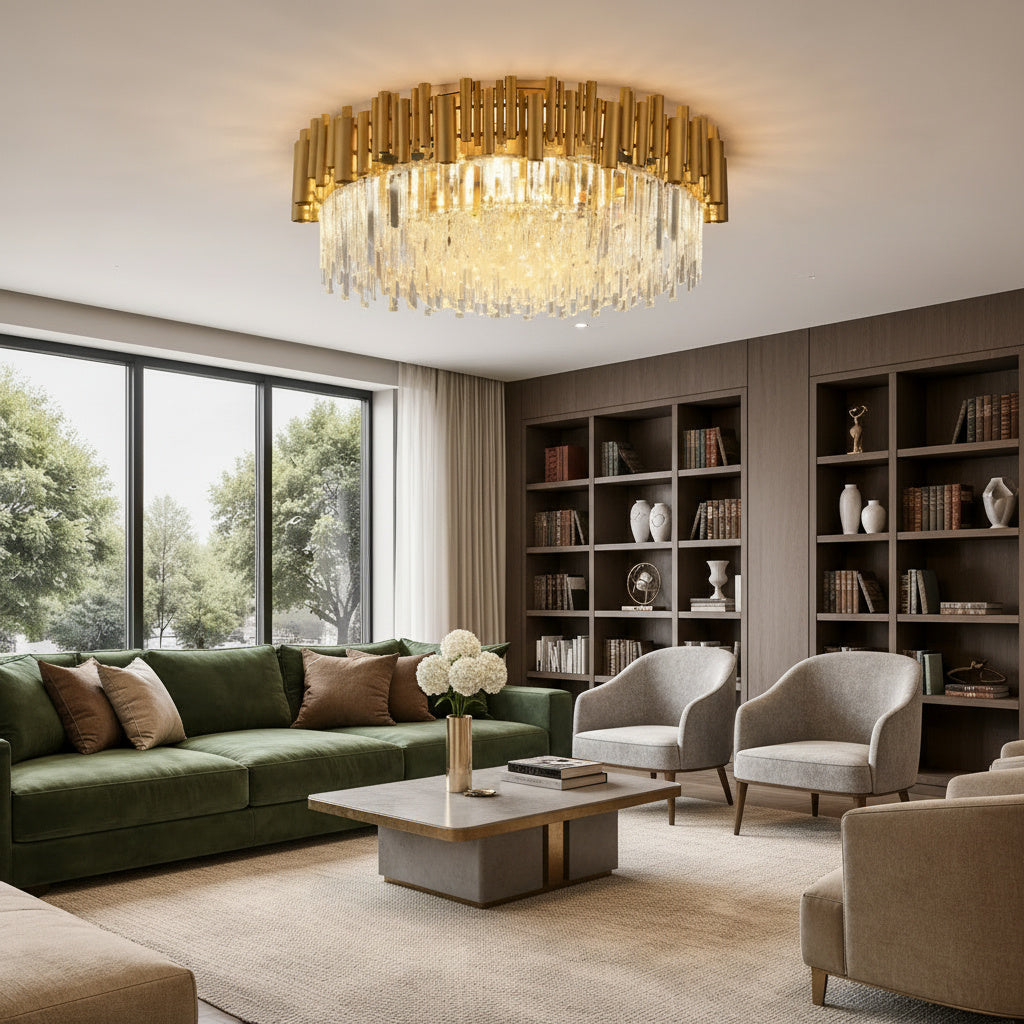 Candelabru Cristal Aplicat Rotund Golden Tubes Luxury 80CM